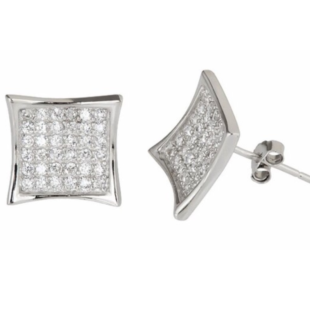 Solid Genuine Silver earrings with CZ gold layer